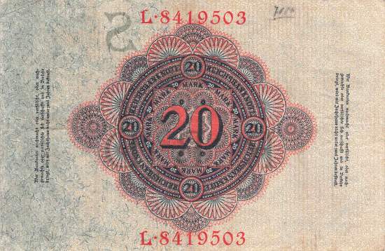 20 Mark 1914 ro.47b S/L
